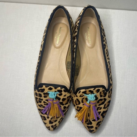 Hush Puppies‎ Leopard Calf Hair Tassel Flats Pointed Toe Women's 7.5 New - Picture 2 of 7